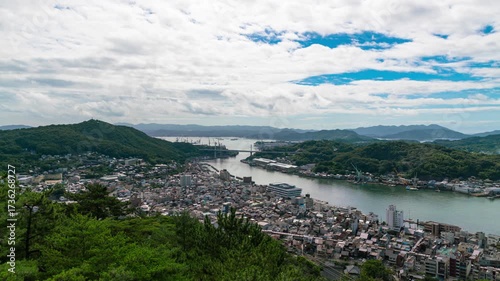 Timelapse overview of Onomichi city in Hiroshima prefecture, Japan