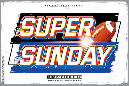 American Football typography editable text effect 3d style. Super Sunday text effect sport vector template