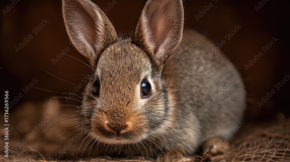 Fototapeta premium Little rabbit in the falling leaves