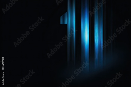 Abstract image with glowing blue vertical lines and a digit 1