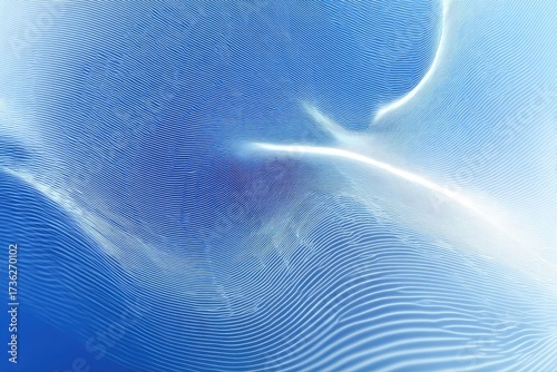 Abstract ocean waves, ethereal and blue. Smooth, glowing lines with light reflections