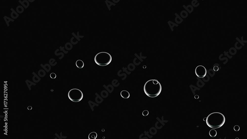 Dark Night Background With Floating Soap Bubbles Creating Subtle Light Rings Against Black Canvas Backdrop.