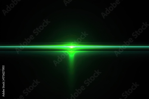 Bright green light burst, streaks across a dark, deep black space