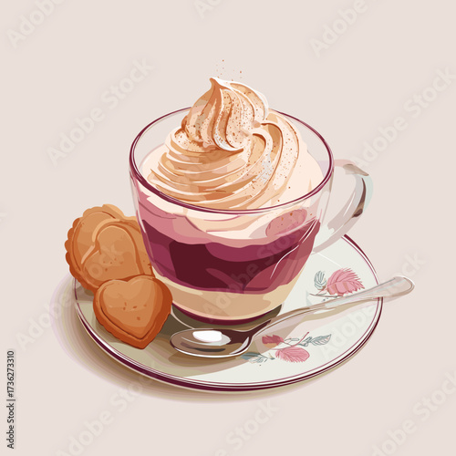 Suspiro a la Limeña Peruvian Dessert Vector Illustration