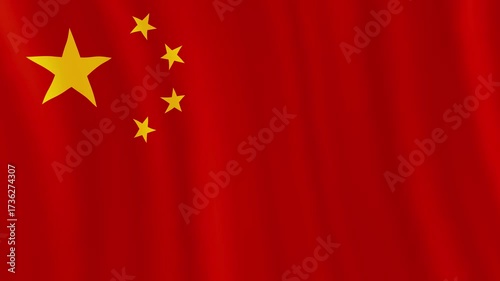 Vibrant Chinese Flag Animation With Red Field And Yellow Stars.