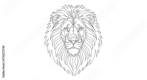 Intricate Lion Head Illustration Detailed Facelineart, Symbolic of Strength, Courage, and Royal Grandeur, Perfect for Design Projects