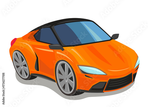 Cartoon street racing car vehicle on white background illustration for children