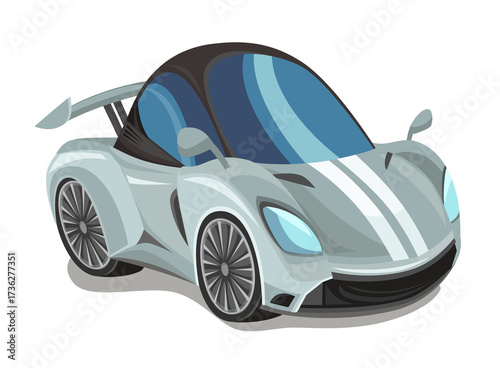 Cartoon street racing car vehicle on white background illustration for children