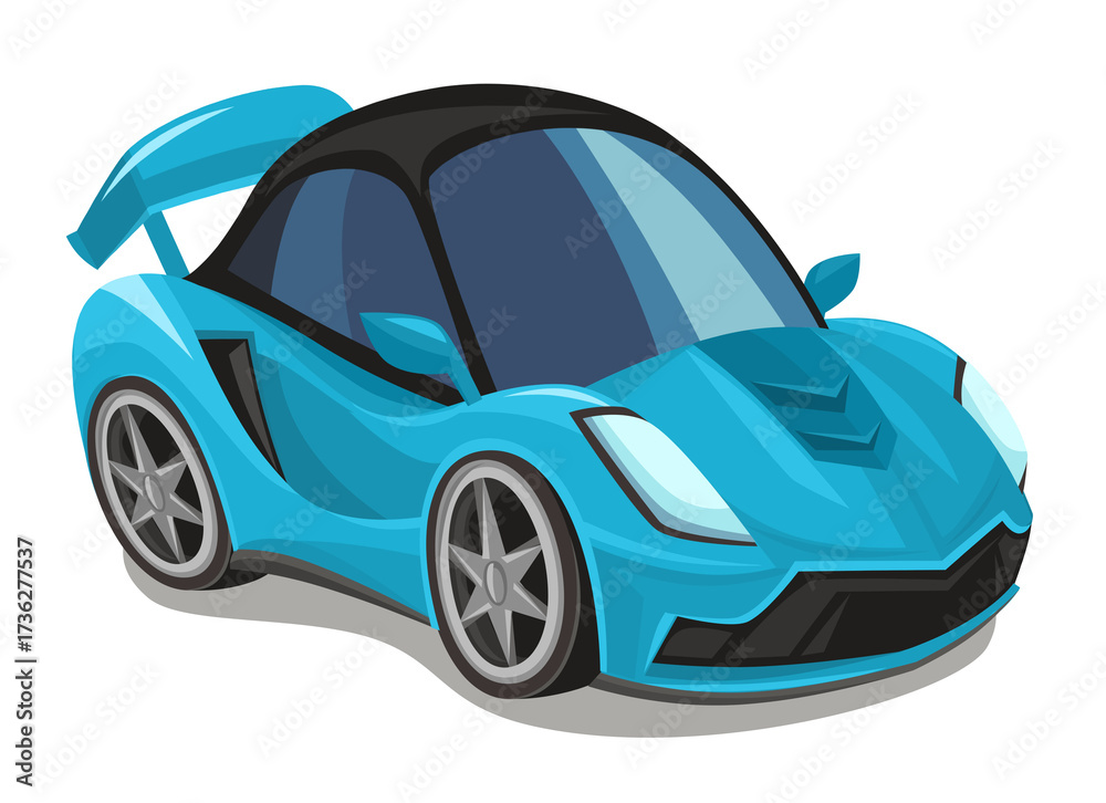 Naklejka premium Cartoon street racing car vehicle on white background illustration for children