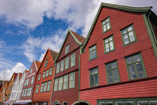 Beautiful colourful houses next to the harbour in Bergen (Norway)
