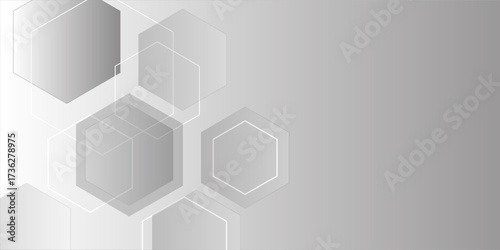 Abstract white and grey hexagons background. Vector illustration