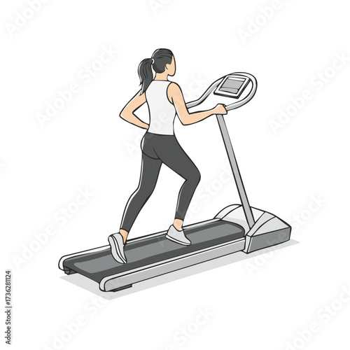 Woman running on treadmill exercising in gym fitness concept, healthy lifestyle