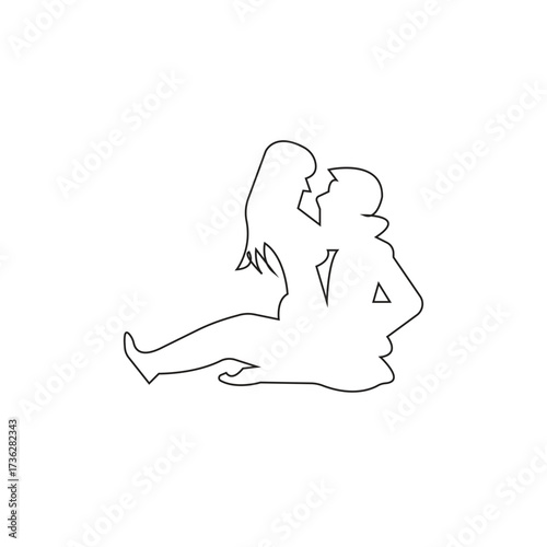 Fanciful Couple One Line Art