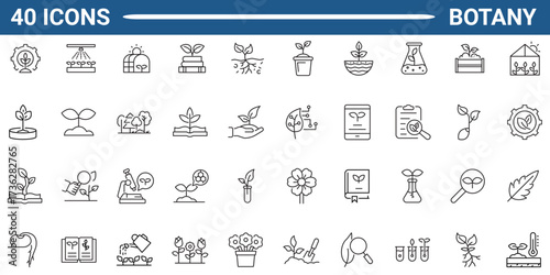 Botany line editable icon set. Icons for mobile app, web. Editable stroke. Vector illustration. Pictogram modern. 