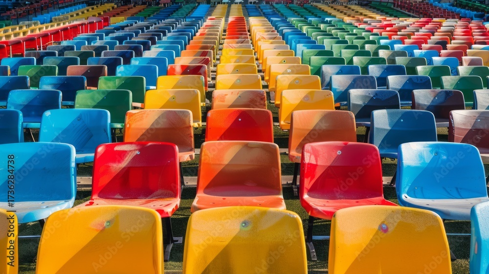Fototapeta premium Ascending tiered seating in a football stadium