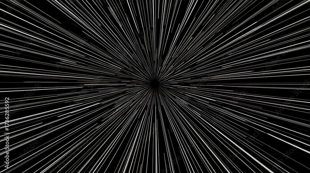 Obraz premium Abstract light speed background with glowing white lines in a starburst pattern for futuristic themes