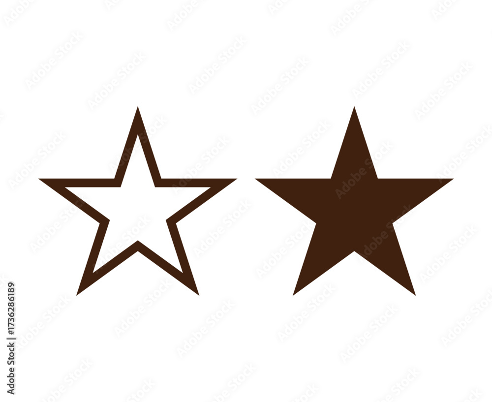 Fototapeta premium Star Outline Stroke And Star Shape Brown Symbol Vector Illustration
