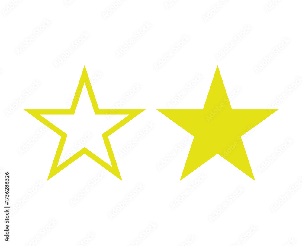 Obraz premium Star Outline Stroke And Star Shape Yellow Symbol Vector Illustration