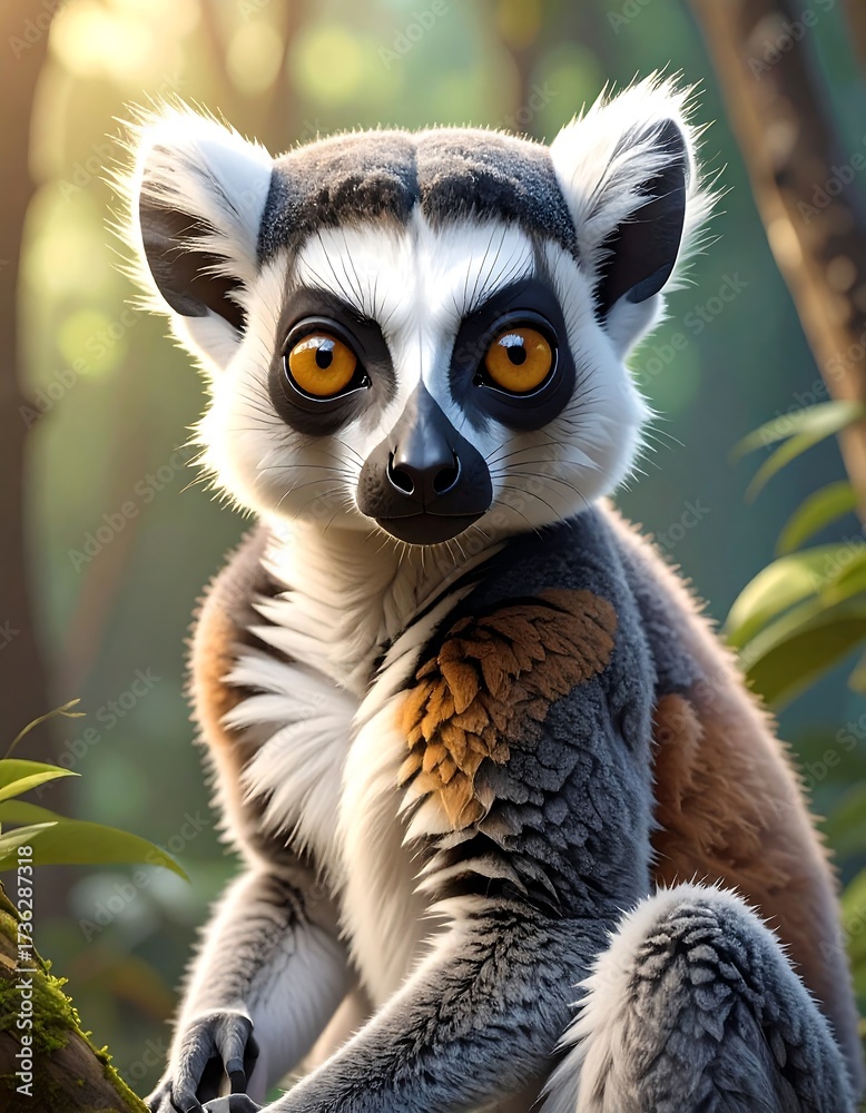 Fototapeta premium Close-up portrait of a lemur