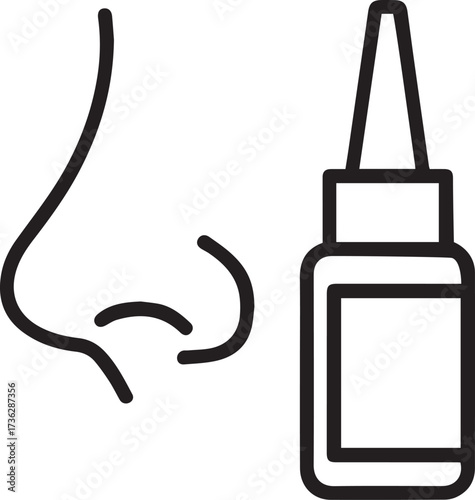 Icon of a nose and nasal spray bottle