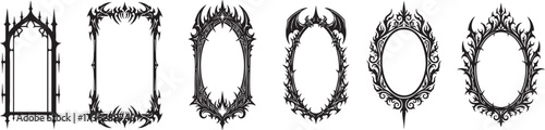 Gothic Decorative Frame Set – Dark Fantasy Ornamental Borders and Vintage Horror Vector Design