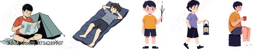 Vector of Camping and Outdoor Activities for Kids