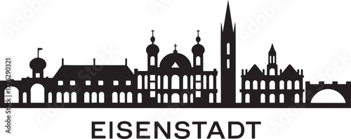 Tableau sur toile Eisenstadt Austria city skyline vector art featuring prominent structures