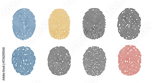 Collection of eight colorful abstract fingerprint patterns.