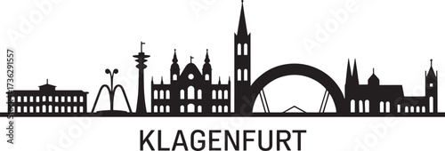 Fotografie Klagenfurt Skyline Silhouette Austria Capital City Buildings Flat Design Vector
