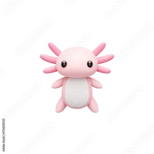 Vibrant isolated axolotl icon on a transparent digital illustration for fun designs