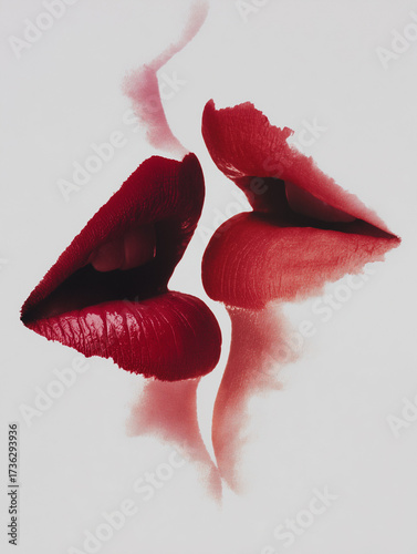 Woman with Red Lipstick: Close-up Beauty and Cosmetics Shot