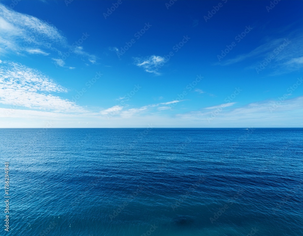 Obraz premium a serene view of a calm ocean under a clear blue sky evoking tranquility and peace