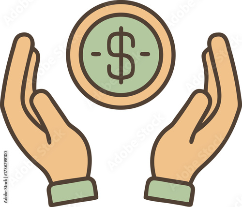 Protecting wealth and investments two hands cupping a dollar coin
