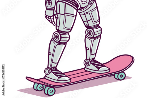 Robot riding a skateboard