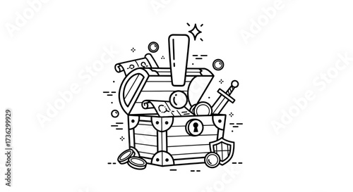 A whimsical treasure chest, an iconographic symbol filled with riches and a sense of discovery