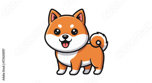 Adorable shiba inu cartoon illustration with playful expression and charming design