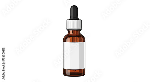 Aromatic oil in amber dropper bottle for aromatherapy treatments and remedies essential oils  for