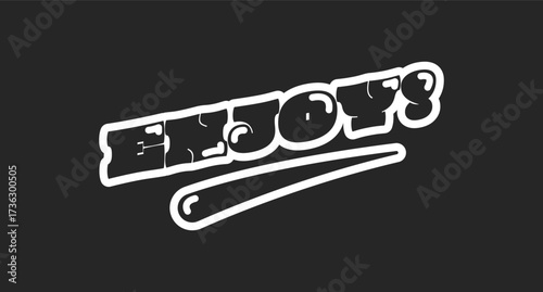 Enjoy retro black outline social media button. Inspiration expression. Have fun, joy. Motivational mindful saying. Rounded bubble letters with swoosh. Vintage sports, varsity typography. Oi font used