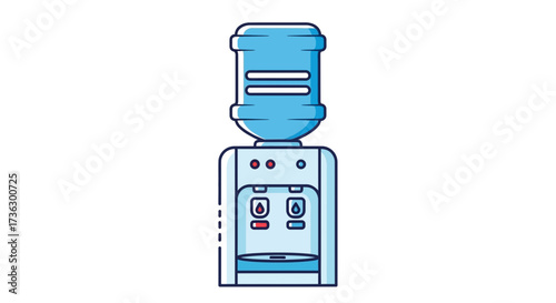 Cartoon rendition of an electric water cooler with plastic bottle dispenser appliance