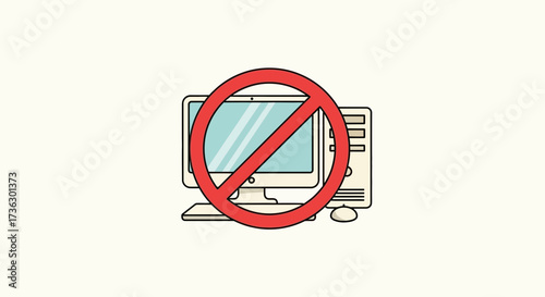 Computer restriction symbol indicating prohibition against digital activity or malware
