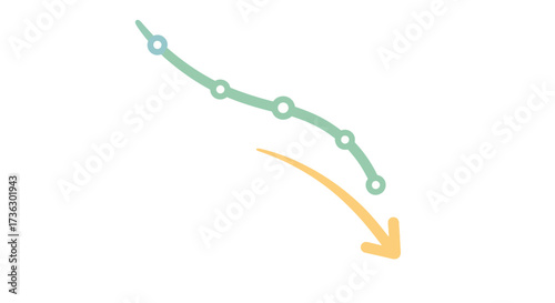 Downtrend Chart with Decreasing Line and Arrow Pointing Downwards Showing Business Decline