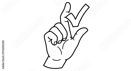 Hand displaying a checkmark symbolizing approval, success, or confirmation gesture concept design