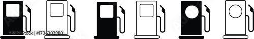 gas station pump full black silhouette vector icon set, with modern digital style, Vintage filling station poster design. fuel dispenser, petrol pump icons, silhouette template designs elements,