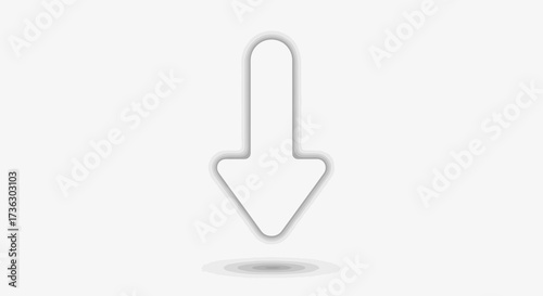 Minimalistic downward arrow illustration with subtle shadow casting on white backdrop