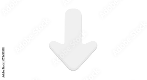 Minimalist white arrow pointing downwards on a clean background indication direction