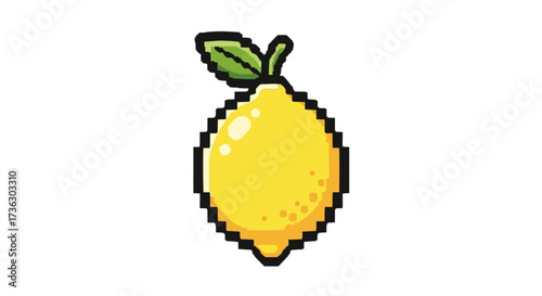 Pixelated Lemon Delight: A Retro Gaming Inspired Citrus Fruit Illustration