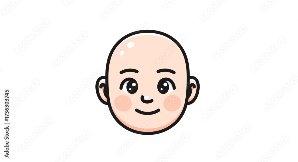 Fototapeta premium Smiling cartoon character face design, showing simple positive emotions and cheerful expression