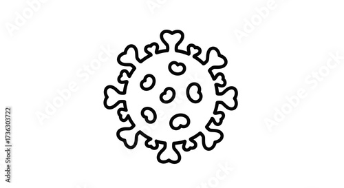 Simplified line art of a disease cell illustration with distinctive projections and internal