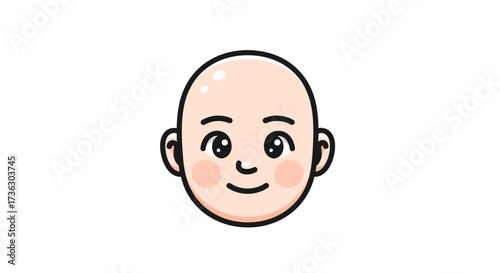 Smiling cartoon character face design, showing simple positive emotions and cheerful expression
