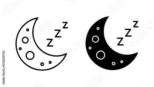 Minimalist Black and White Moon Sleep Icons with Zzz Symbol